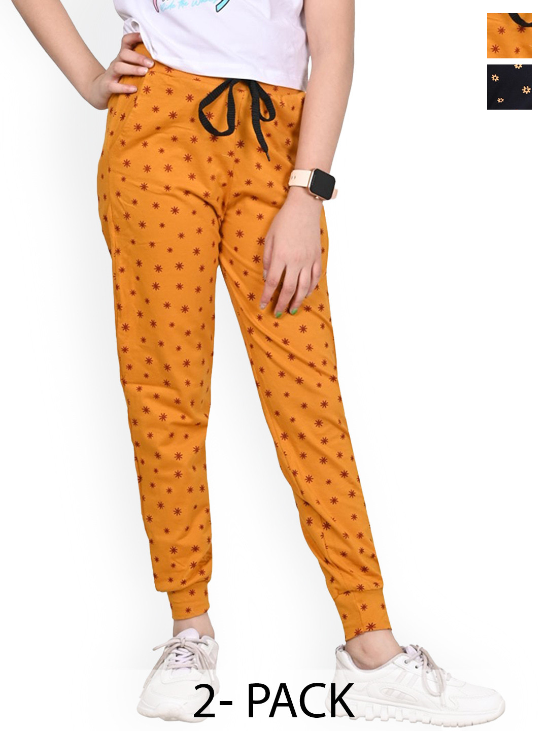 

BAESD Girls Pack of 2 Pure Cotton Joggers, Yellow