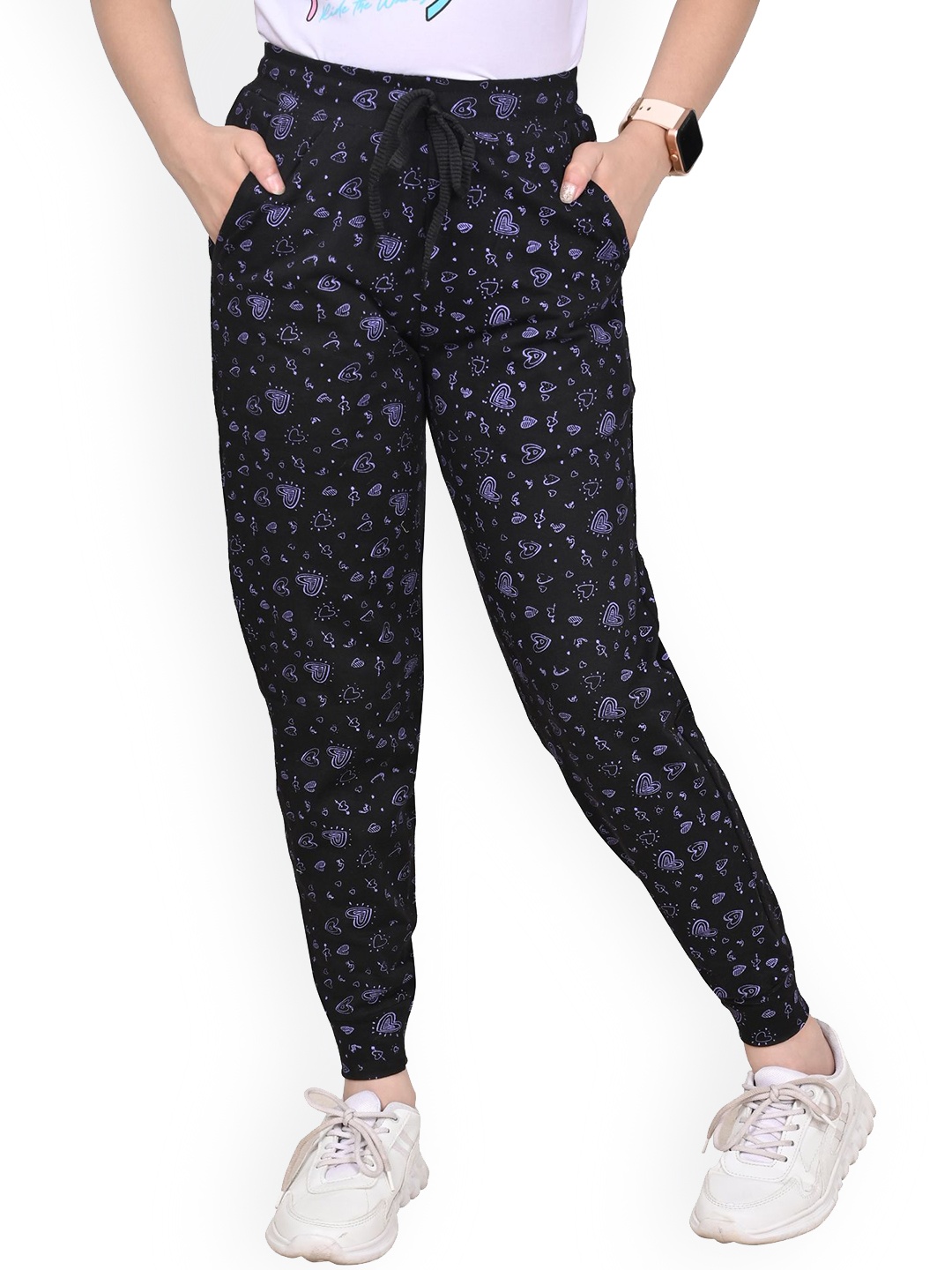 

BAESD Girls Printed Pure Cotton Jogger, Black