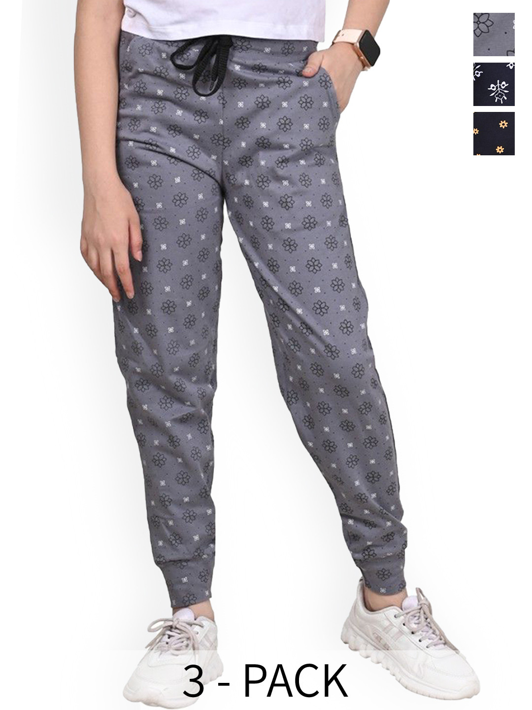 

BAESD Girls Pack Of 3 Pure Cotton Joggers, Navy blue