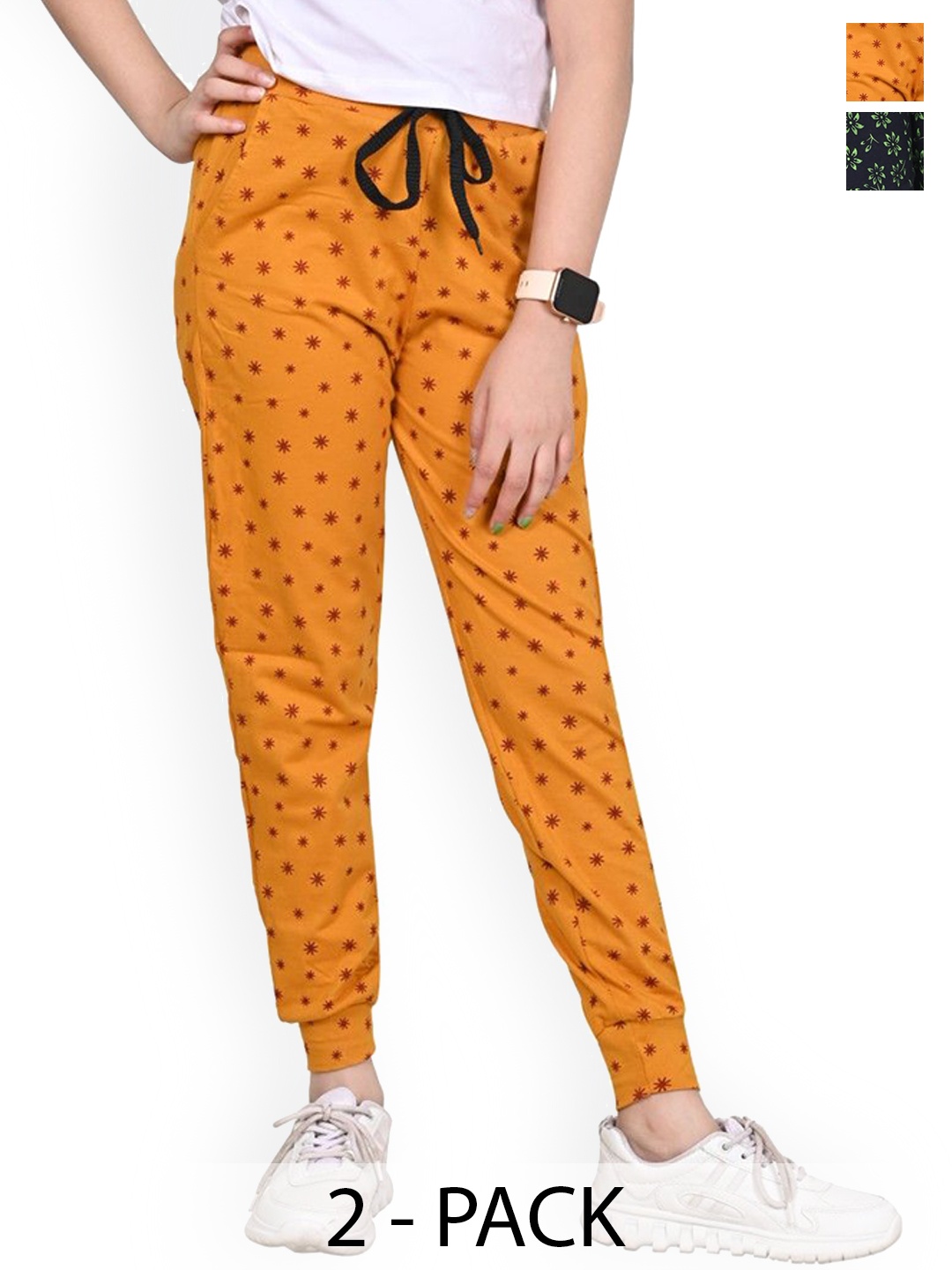 

BAESD Girls Pack of 2 Pure Cotton Joggers, Yellow