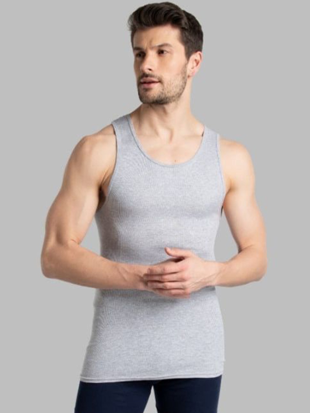 

INDIAN THREADS Men Comfort Cotton Innerwear Gym Vest-GRY_VE, Grey