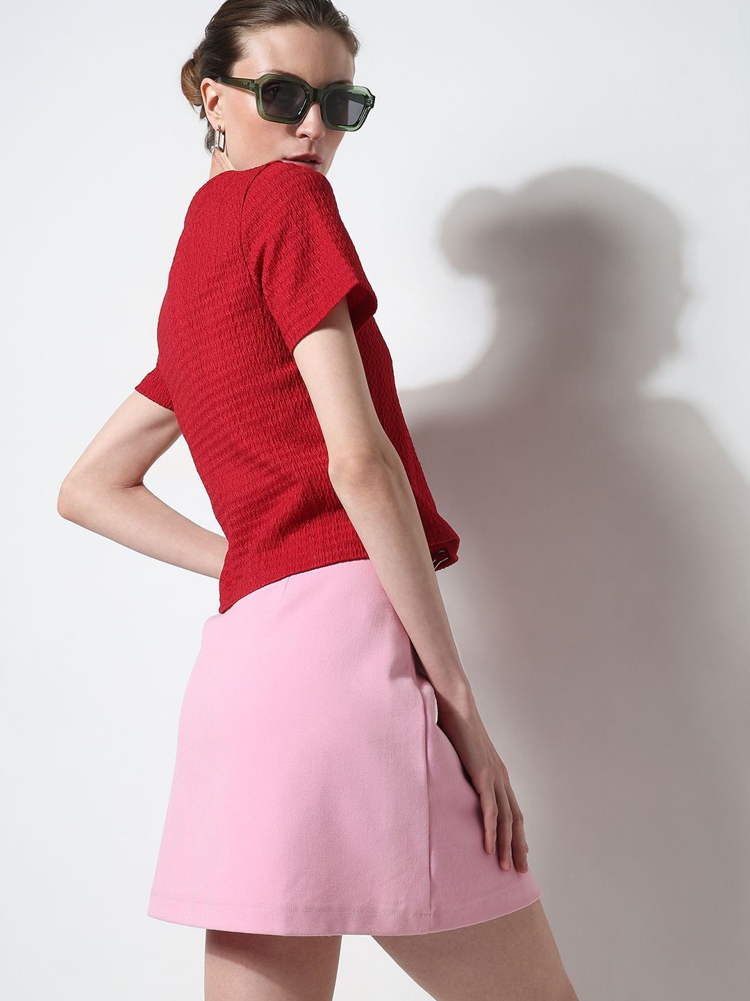 

Vero Moda Round Neck Short Sleeves Top, Red