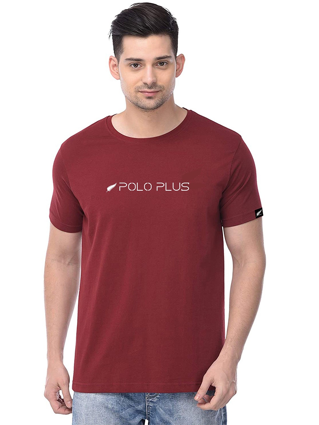 Polo Plus Bio Typography Printed Bio Finish T-shirt, Maroon