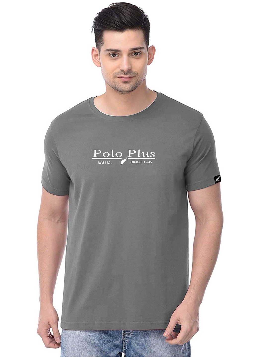 

Polo Plus Typography Printed Bio Finish T-shirt, Grey