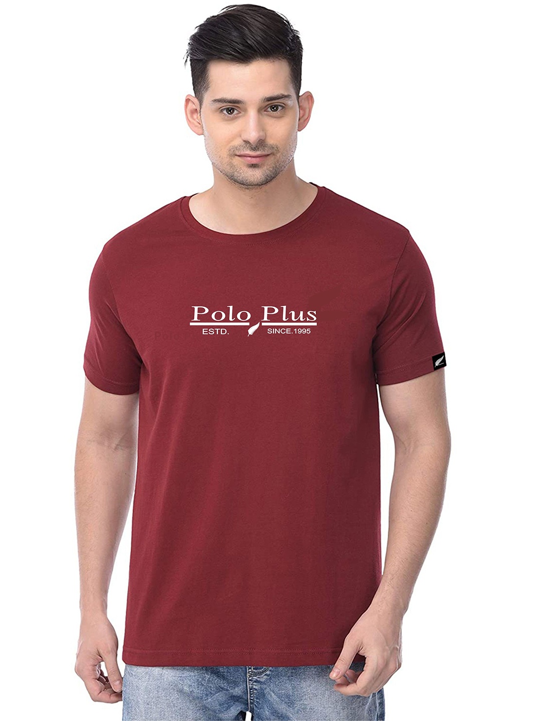 

Polo Plus Typography Printed Bio Finish Casual T-Shirt, Maroon