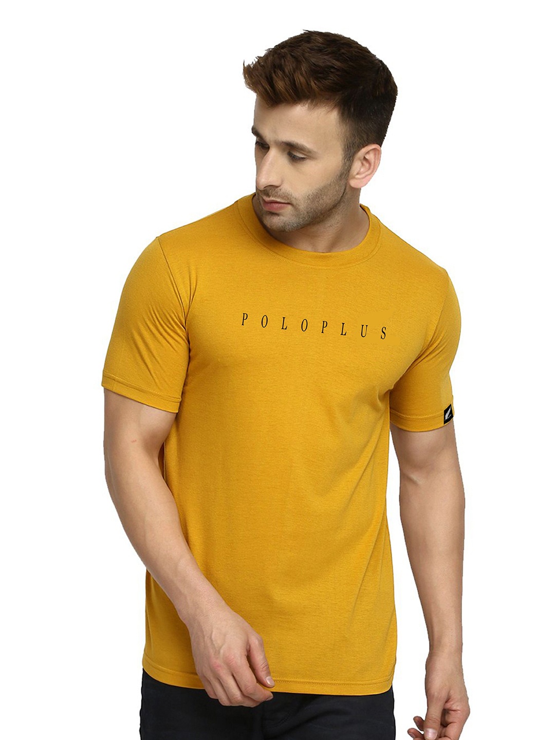 

Polo Plus Typography Printed Bio Finish T-shirt, Mustard