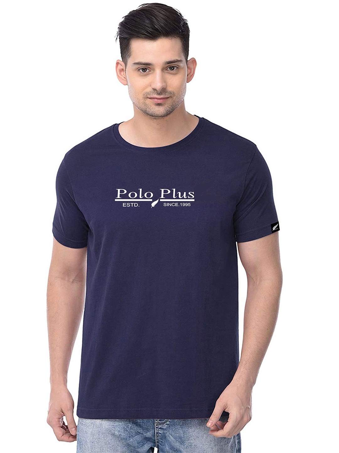 

Polo Plus Typography Printed Bio Finish T-shirt, Navy blue