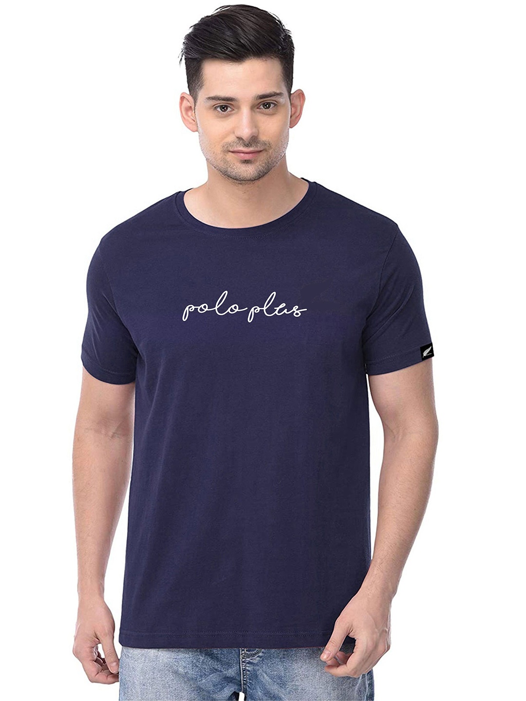 

Polo Plus Typography Printed Bio Finish Casual T-Shirt, Navy blue