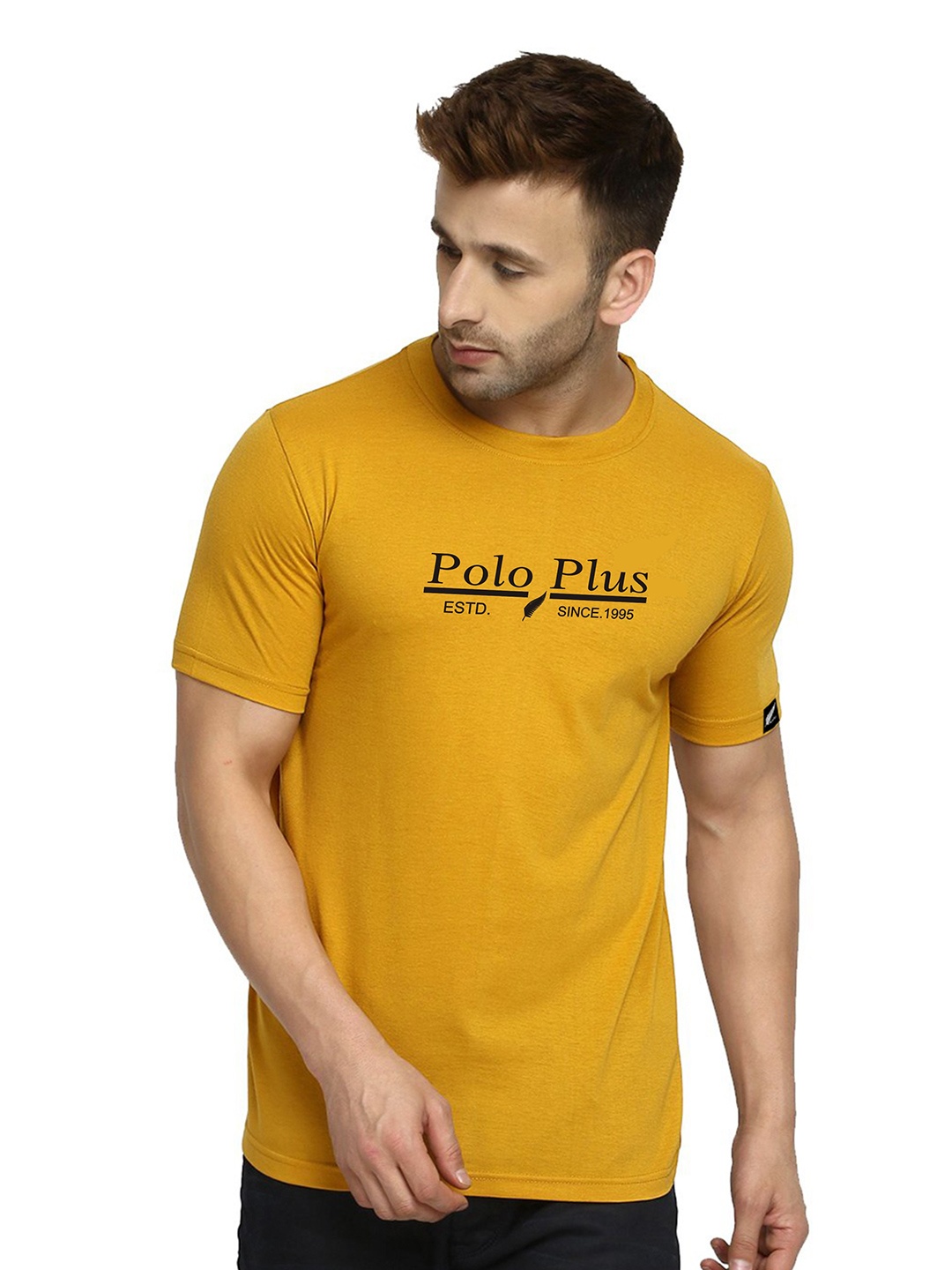 

Polo Plus Typography Printed Bio Finish T-shirt, Mustard