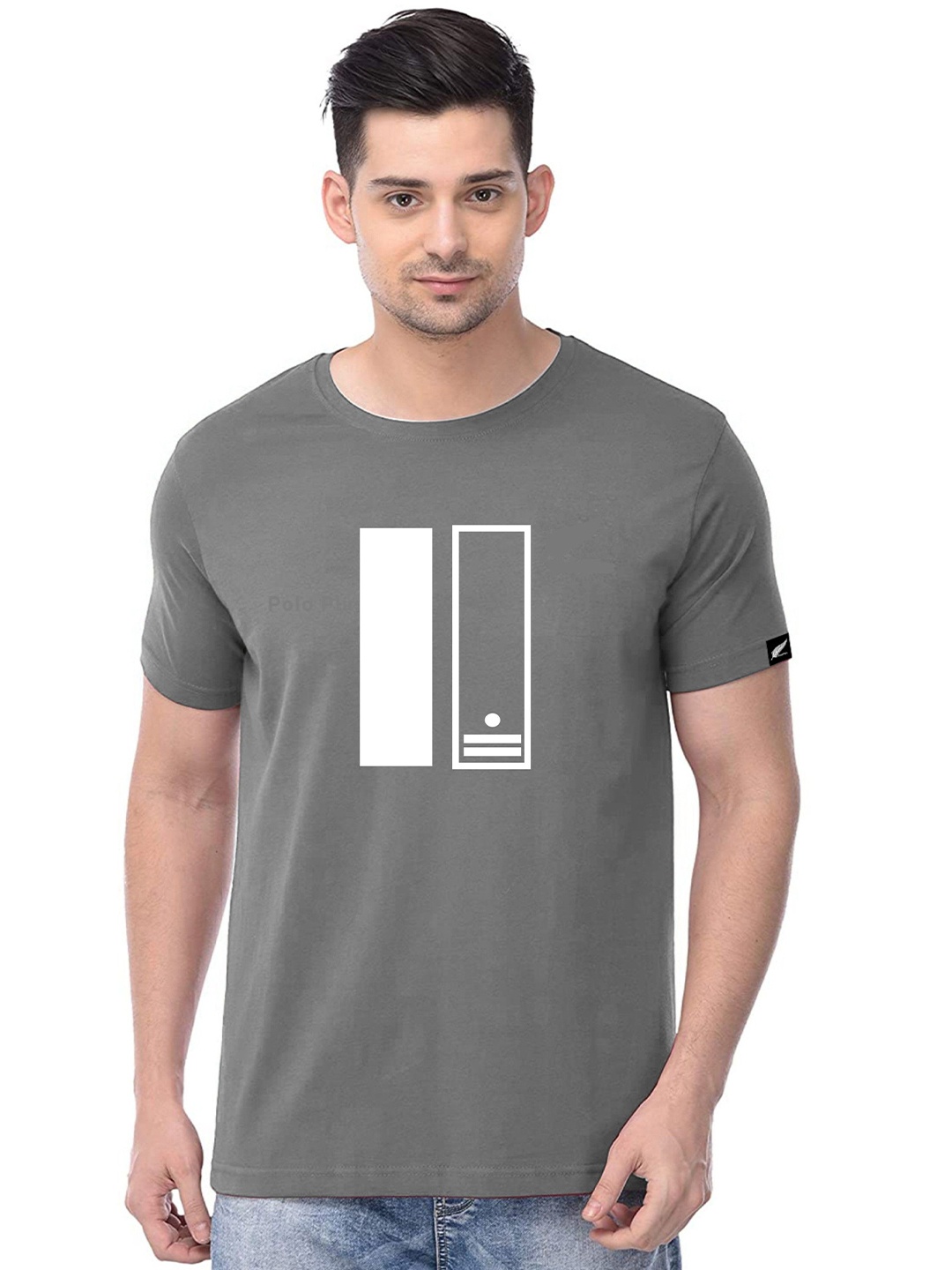 Polo Plus Graphic Printed Bio Finish Casual T-Shirt, Grey