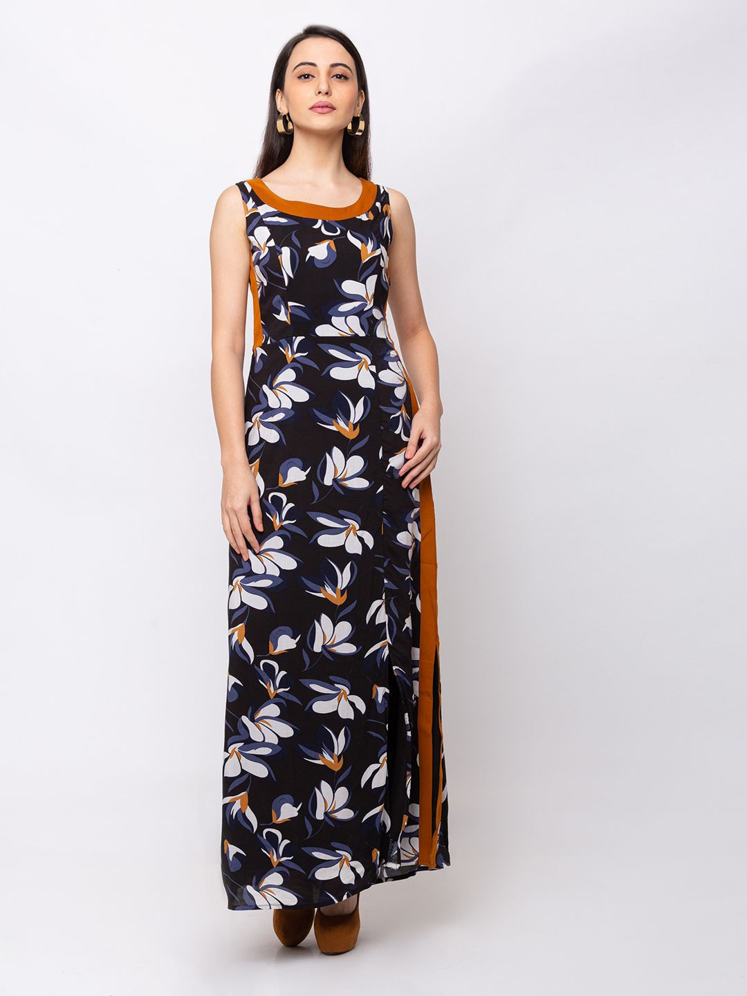 

SHECZZAR Floral Printed Maxi Dress, Brown