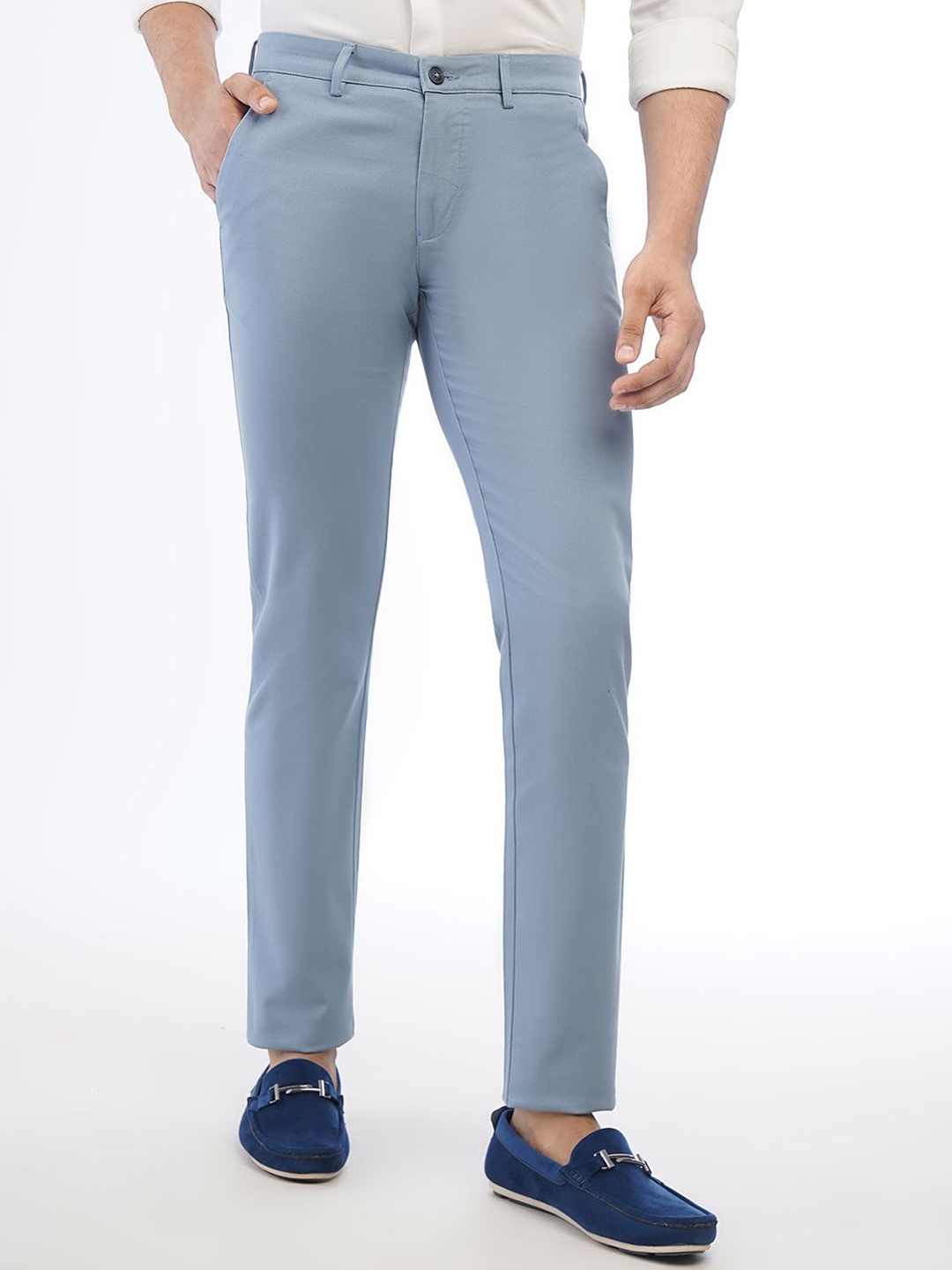 

Greenfibre Men Slim Fit Cotton Regular Trousers, Blue