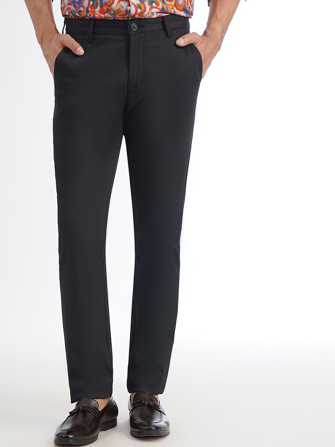 

JADE BLUE Slim Fit Cotton Trouser, Black