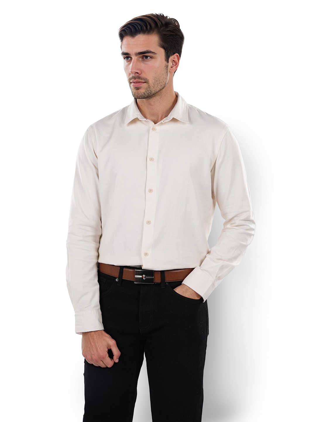 

Celio Classic Spread Collar Long Sleeves Cotton Formal Shirt, Beige