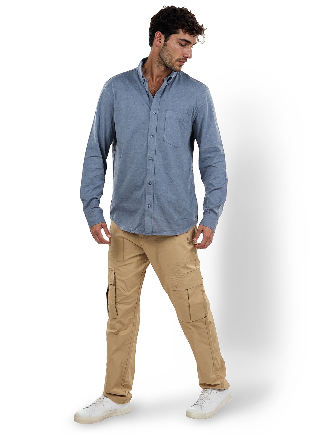 

Celio Classic Button-Down Collar Cotton Shirt, Blue