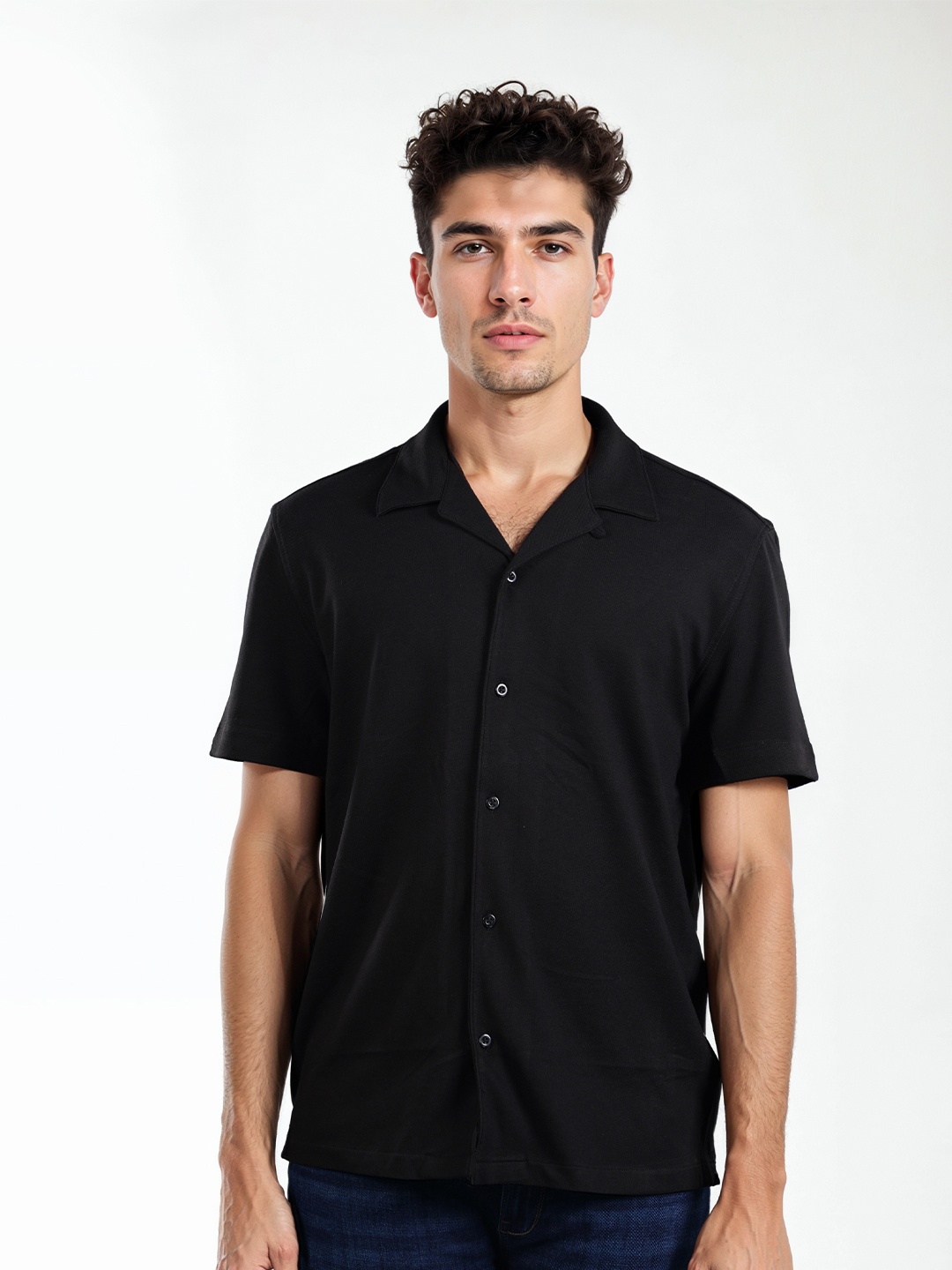 

Celio Classic Spread Collar Cotton Casual Shirt, Black