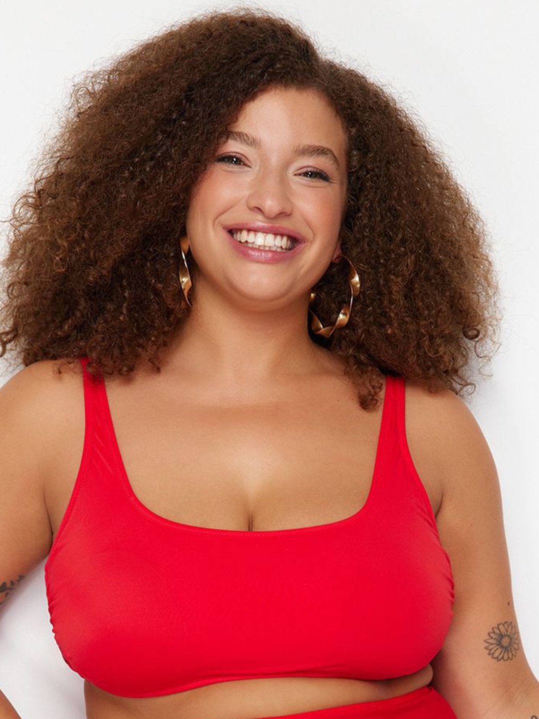 

Trendyol Plus Size Full Coverage Lightly Padded Everyday Bra With All Day Comfort, Red
