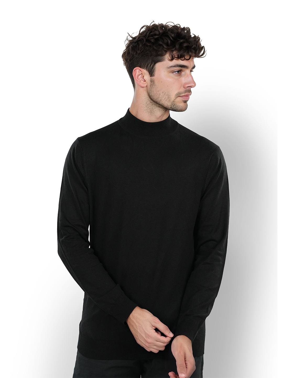 

Celio High Neck Long Sleeves Knitted Pullover Sweater, Black