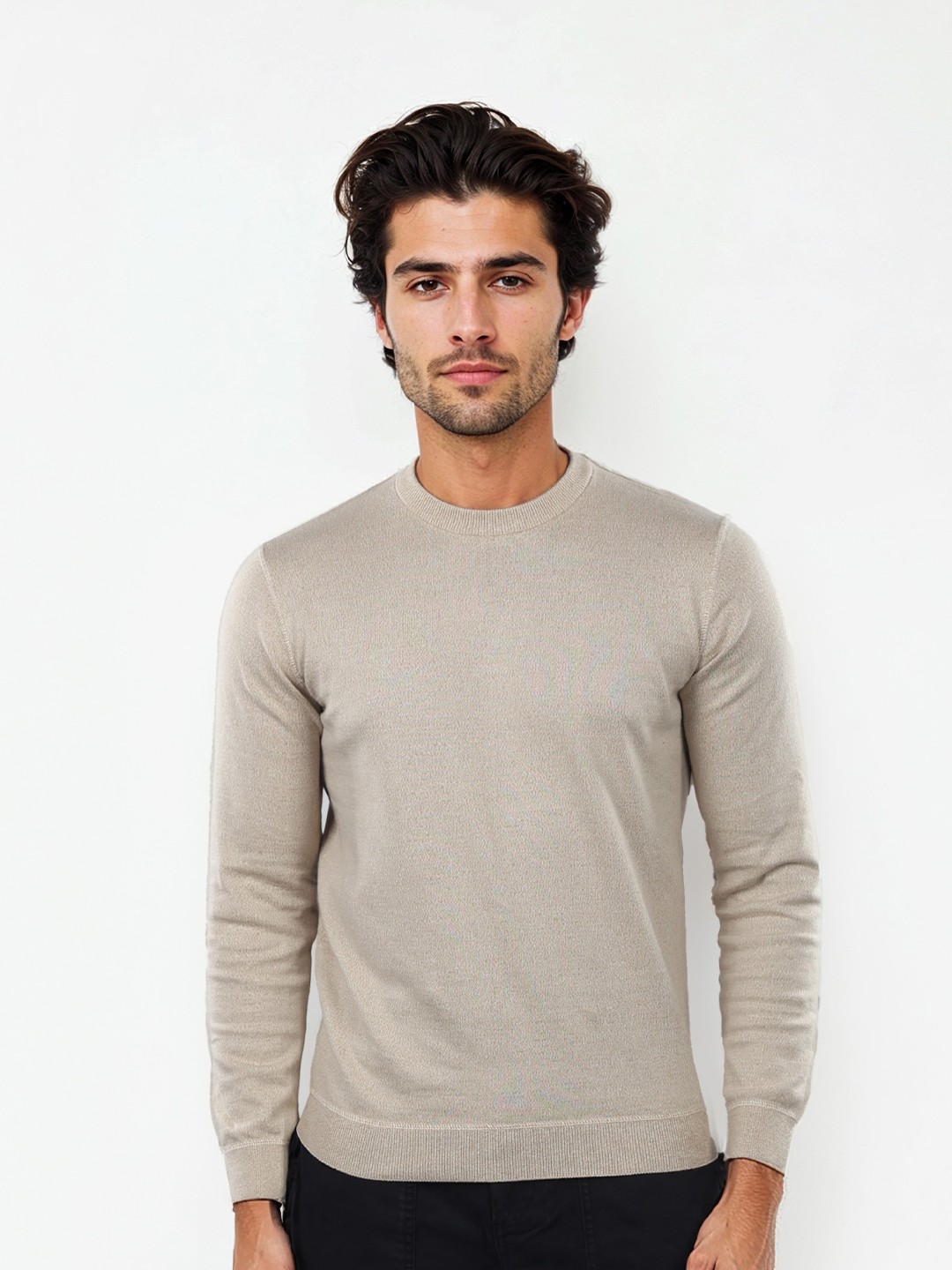 

Celio Round Neck Long Sleeves Cotton Pullover, Brown