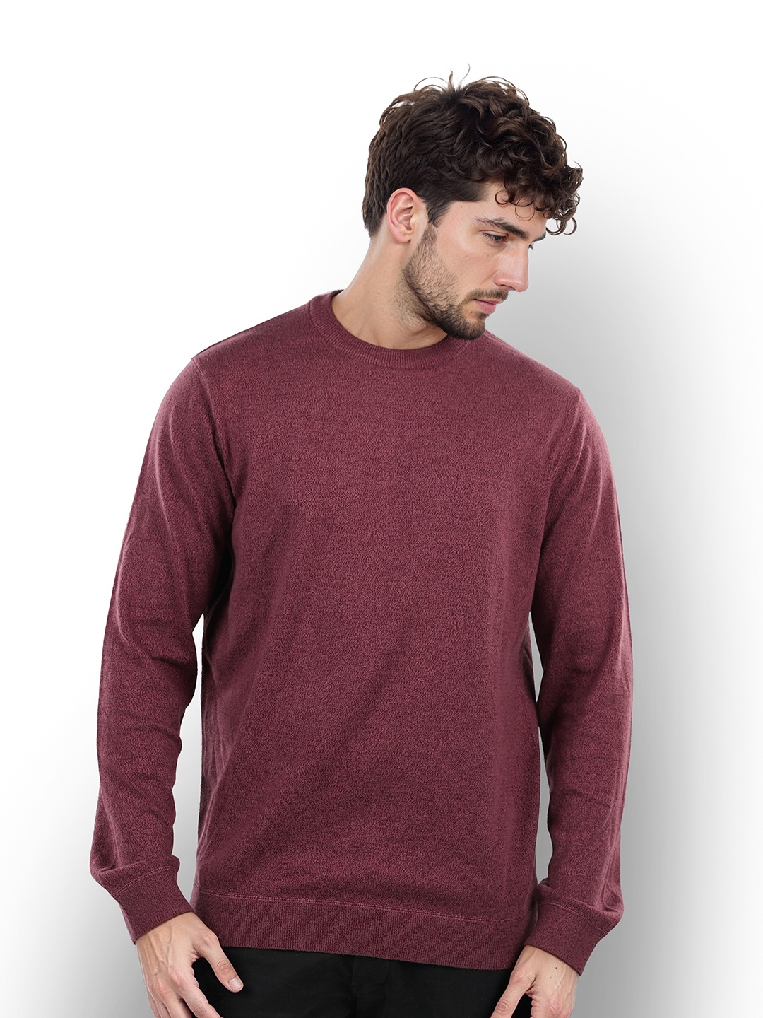 

Celio Regular Fit Ribbed Cotton Sweater, Red