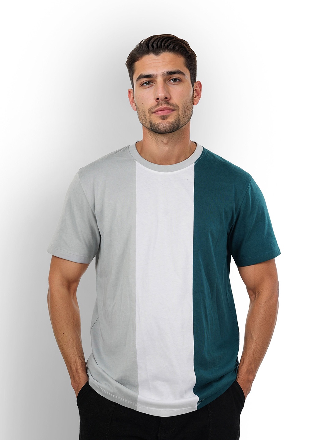 

Celio Colourblocked Cotton T-shirt, Green