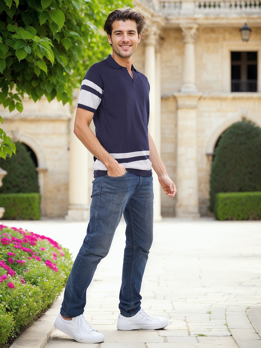 

Celio Polo Collar Flat Knit T-shirt, Blue