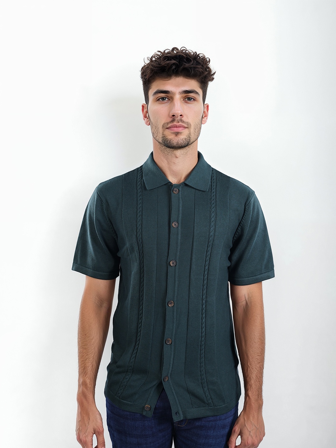 

Celio Striped Cotton Polo Collar T-shirt, Green