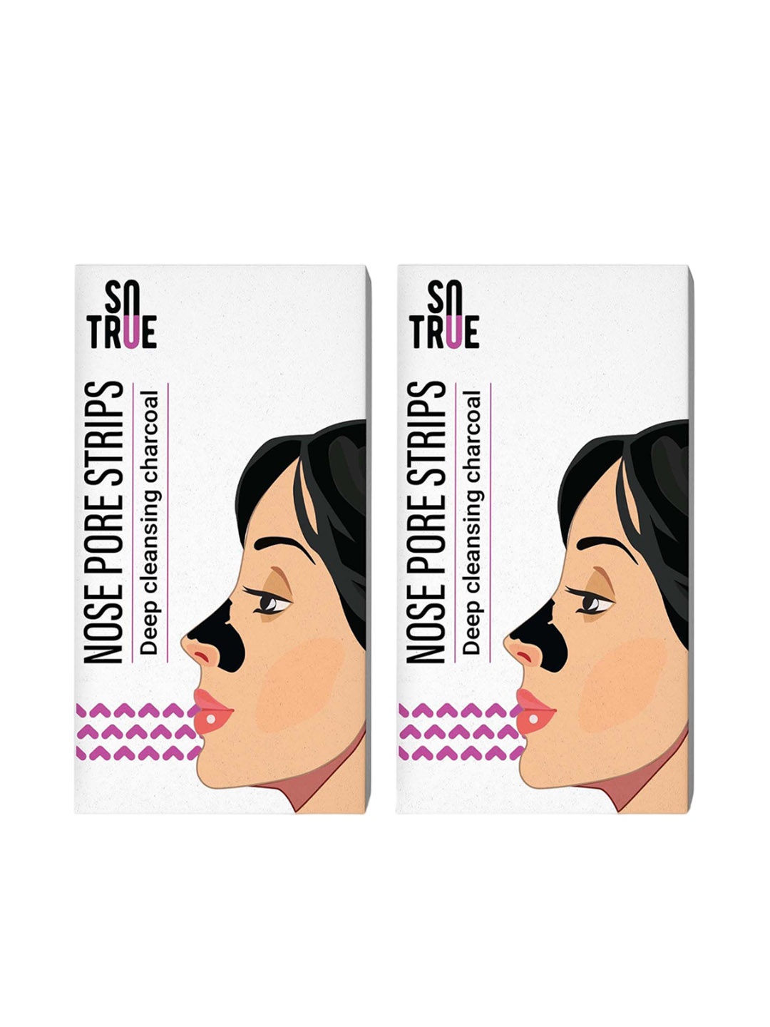 

SOTRUE Set of 2 Deep Cleansing Charcoal Nose Pore Strips with Witch Hazel - 4 Stripes Each, Black