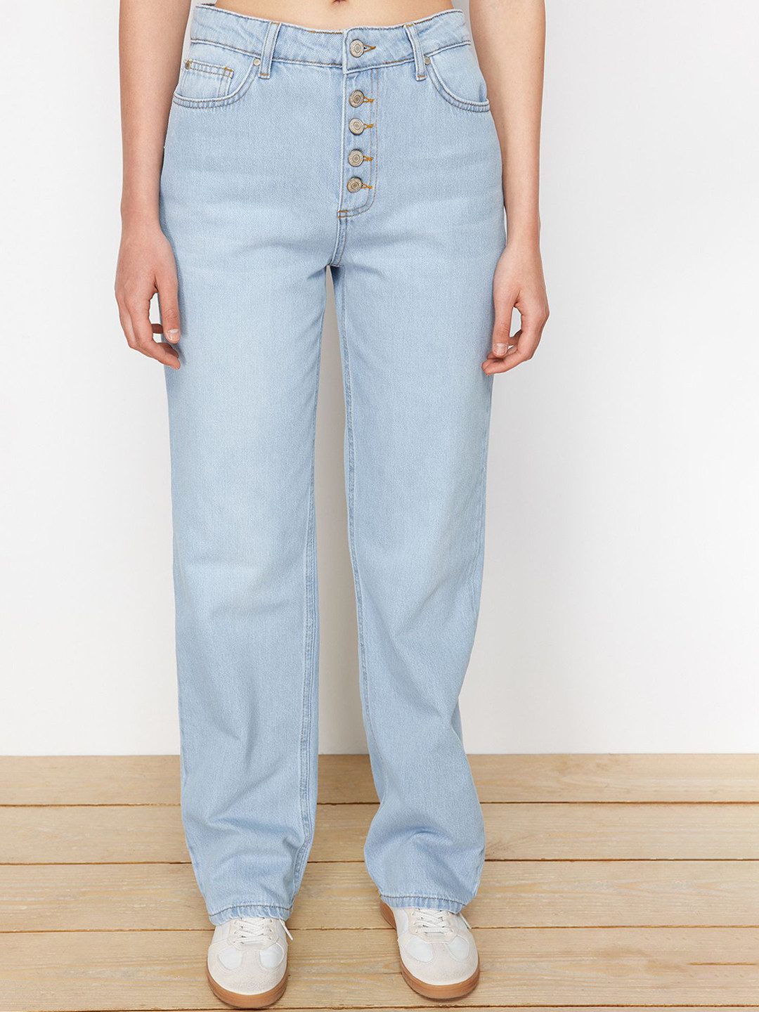 

Trendyol Women Mid-Rise Pure Cotton Jeans, Blue