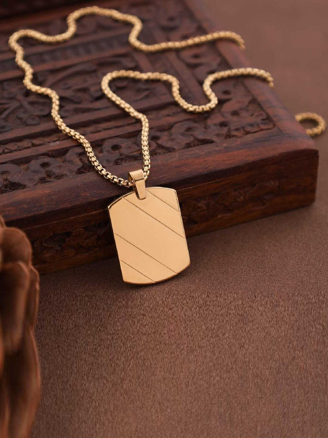 

WATCHSTAR Kids Gold-Plated Stainless Steel Square Pendants with Chains
