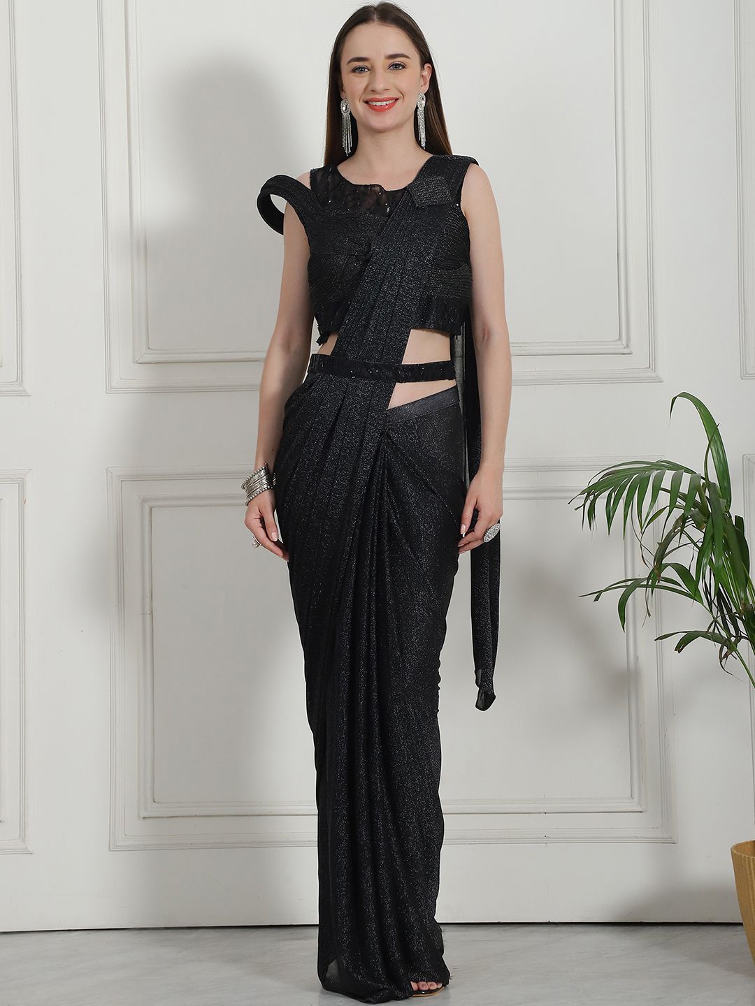 

Grancy Ready to Wear Saree, Black