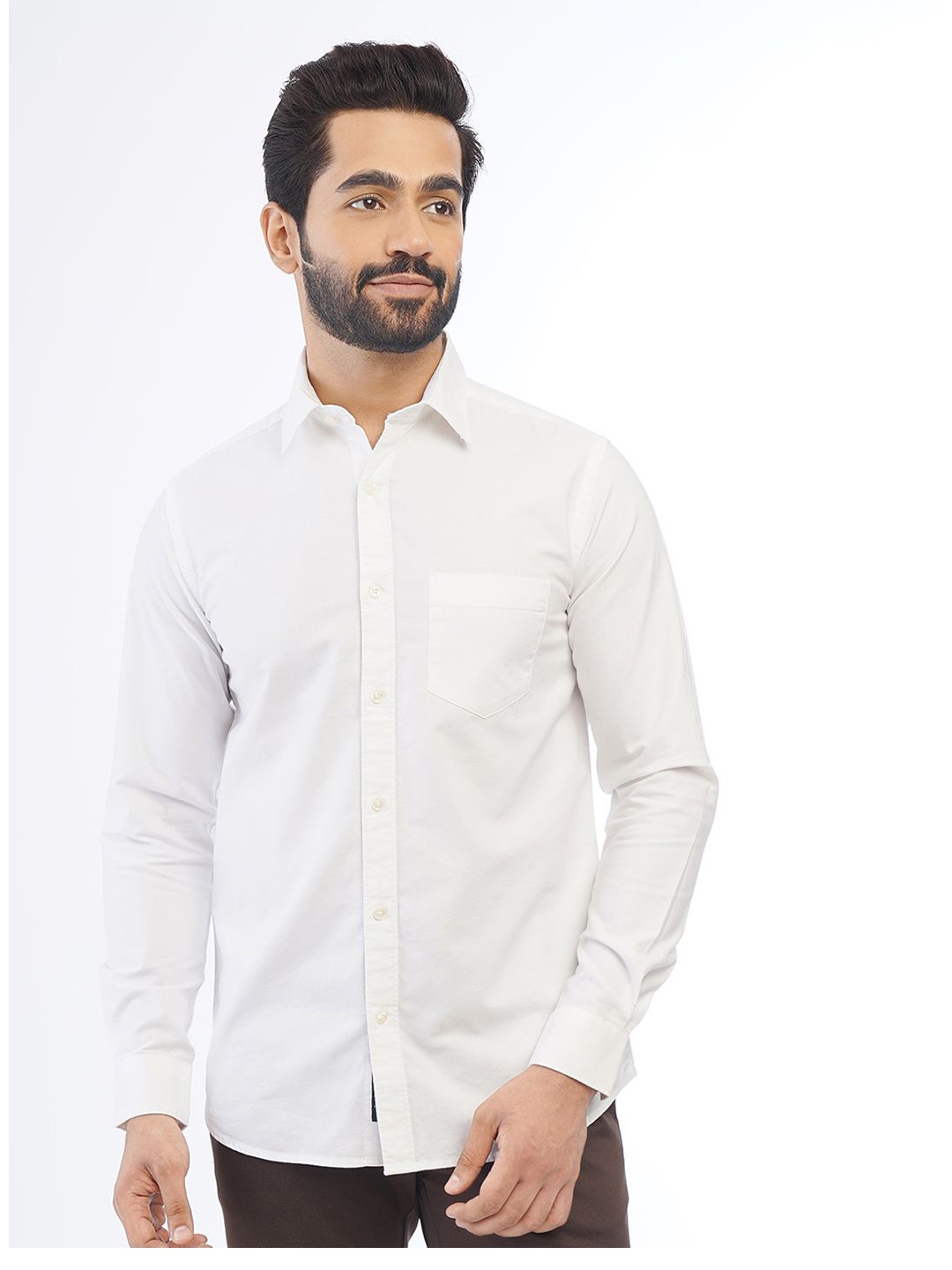 

JADE BLUE Slim Fit Opaque Cotton Casual Shirt, White