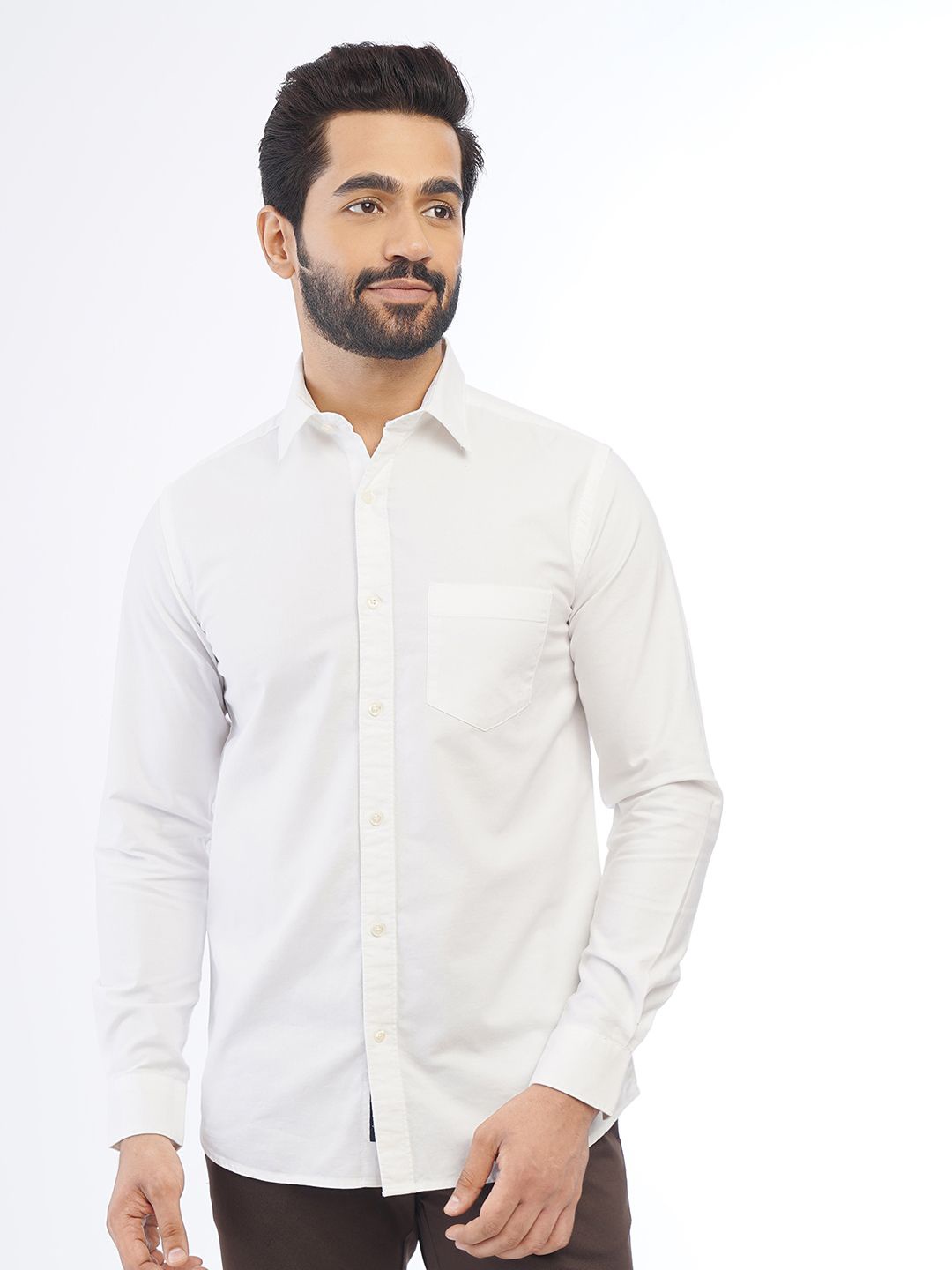 

JADE BLUE Slim Fit Opaque Cotton Casual Shirt, White