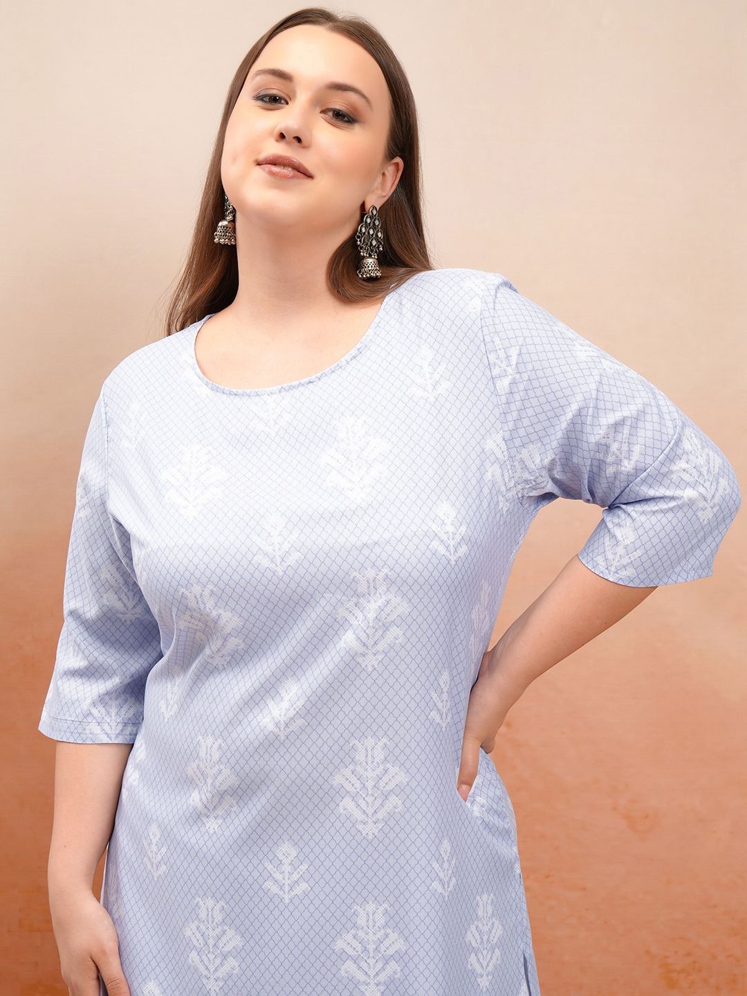 

KETCH Plus Size Ethnic Motifs Printed Regular Straight Kurta, Mauve