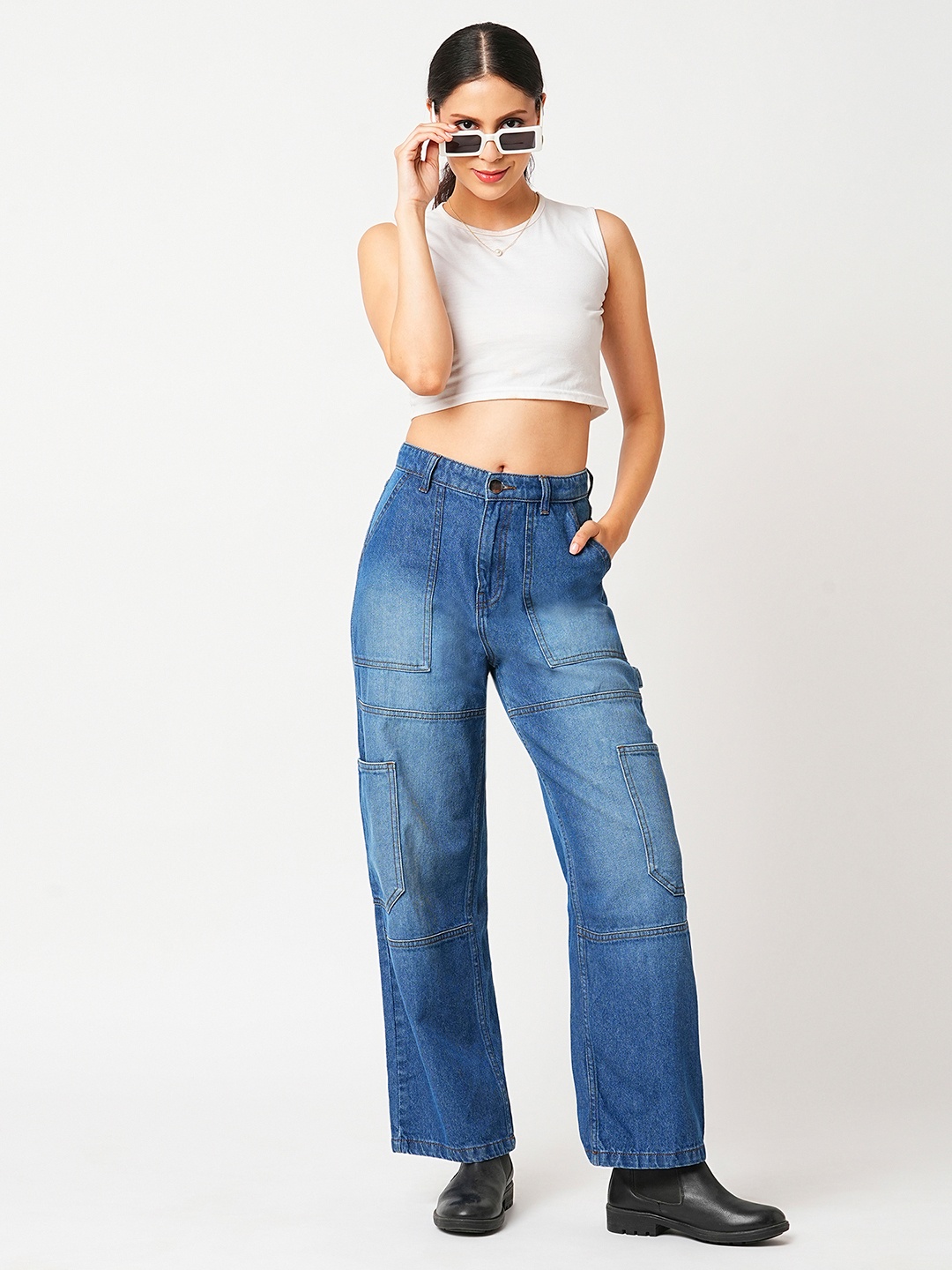 

Globus Women Jean Straight Fit High-Rise Heavy Light Jeans, Blue