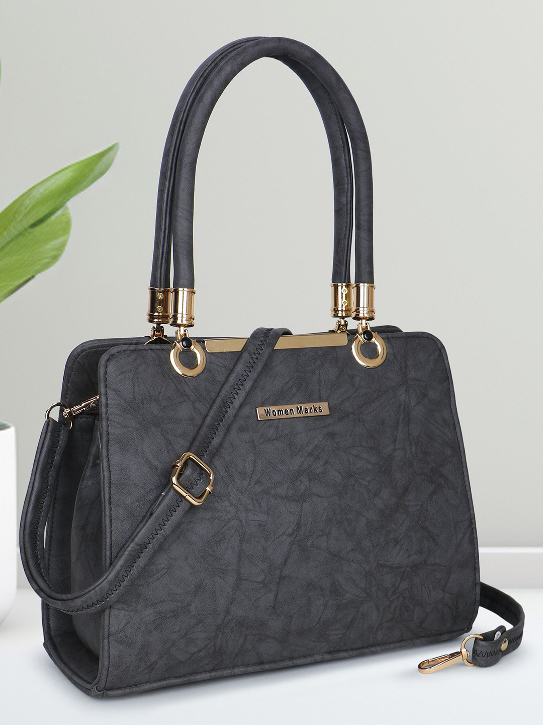 

WOMEN MARKS Structured Handheld Bag, Grey