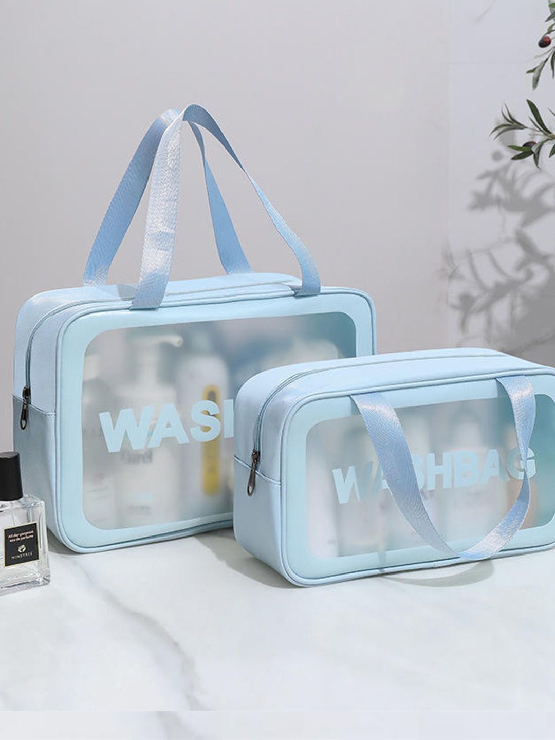 

Queue Set of 3 Waterproof Portable Cosmetic Pouches, Blue