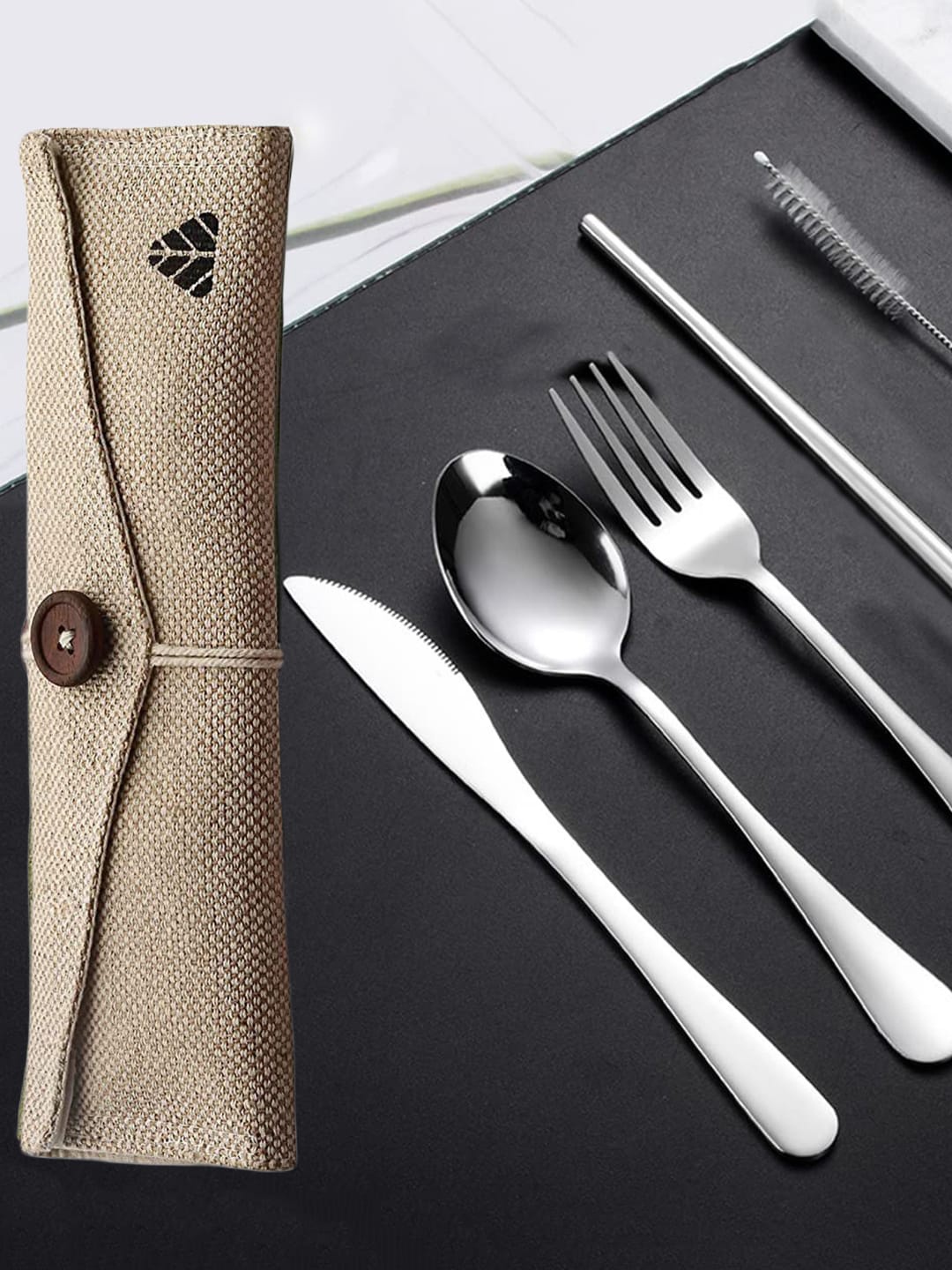 

Rusabl Beige & Steel 6 Pieces Stainless Steel Cutlery Set