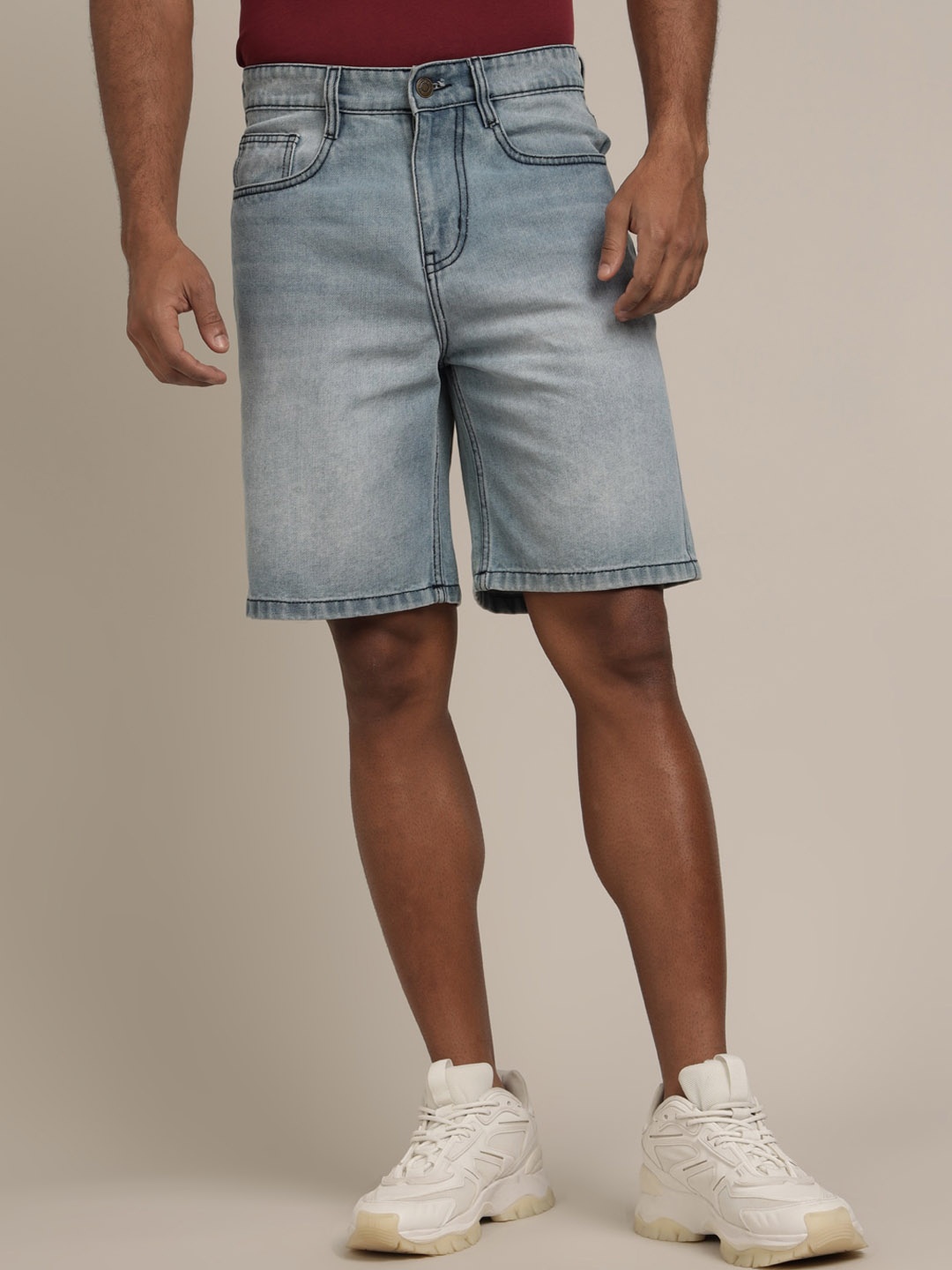 

The Roadster Lifestyle Co. Denim Daze Men Blue Mid-Rise Pure Cotton Denim Shorts