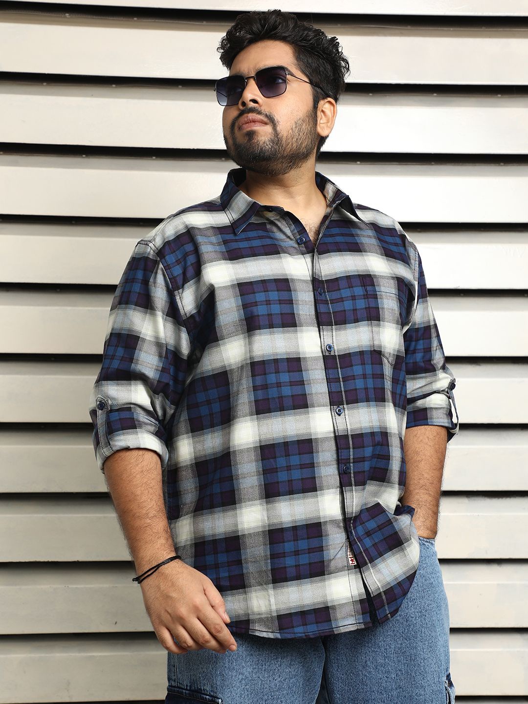 

Freeform by High Star Men Checked regular fit Casual Shirt, Blue