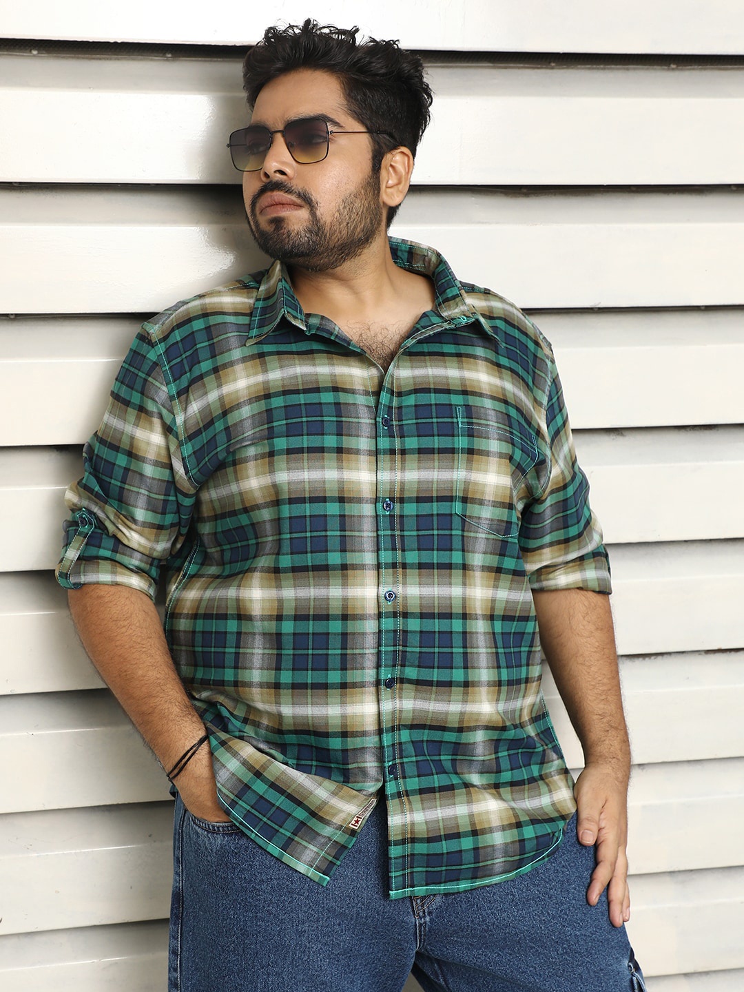 

Freeform by High Star Men Checked regular fit Casual Shirt, Green