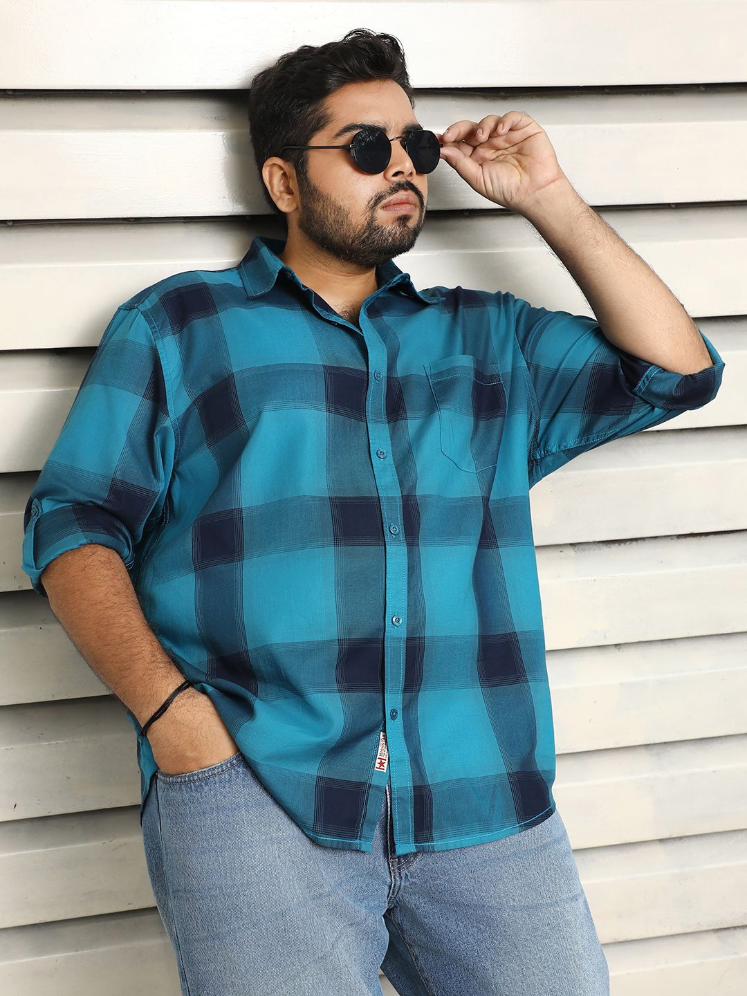 

Freeform by High Star Men Checked regular fit Casual Shirt, Blue
