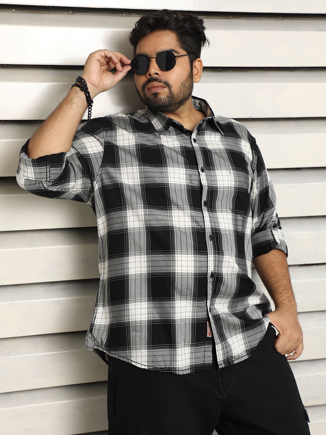 

Freeform by High Star Men Tartan Checks regular fit Casual Shirt, Black