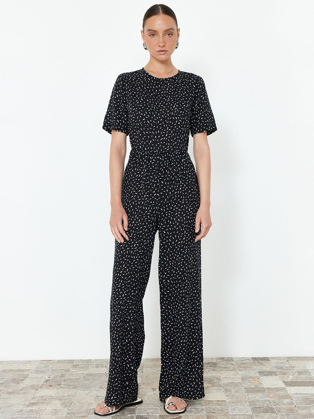 

Trendyol Printed Basic Jumpsuit, Black