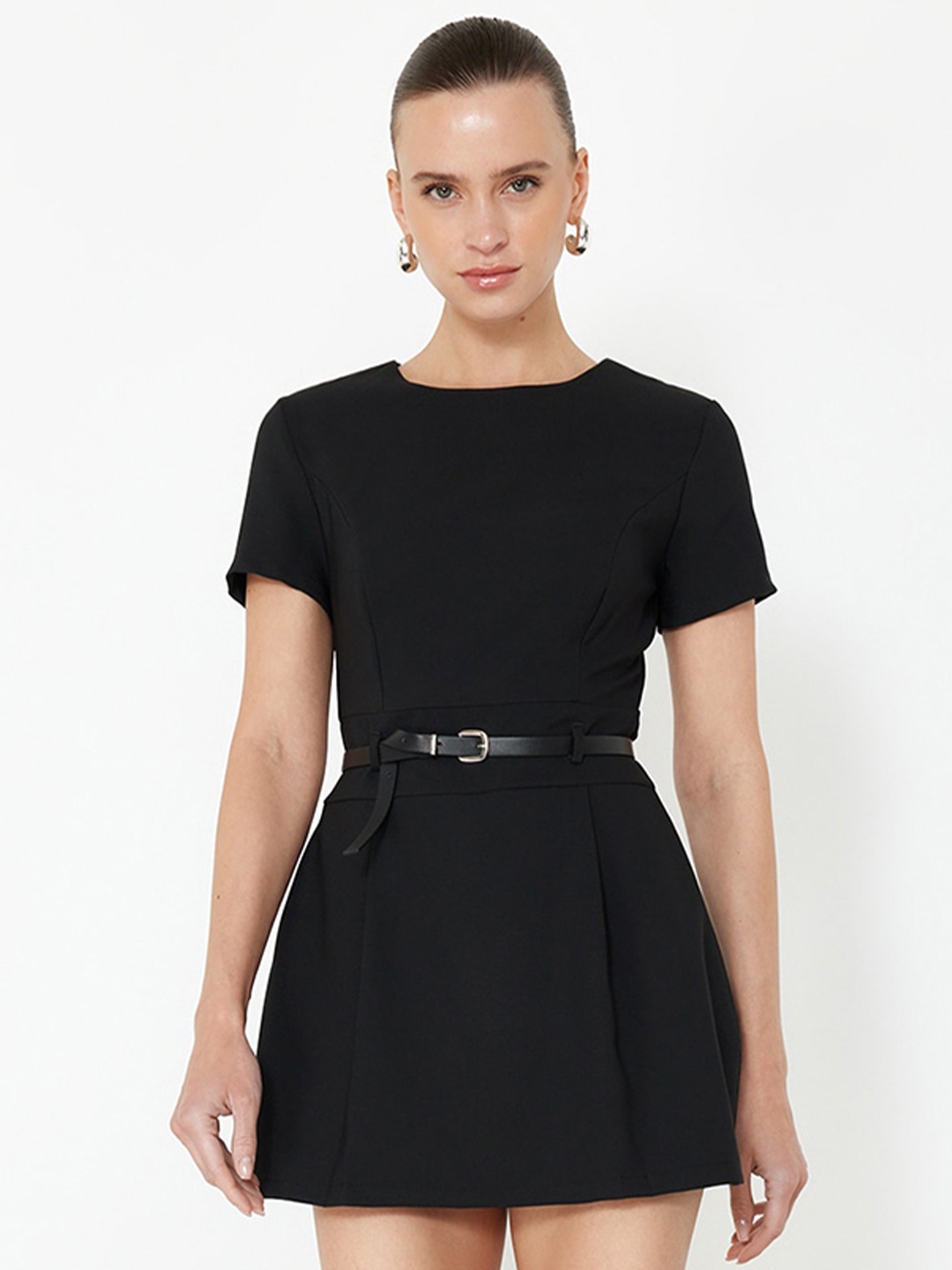 

Trendyol Round Neck Playsuit, Black