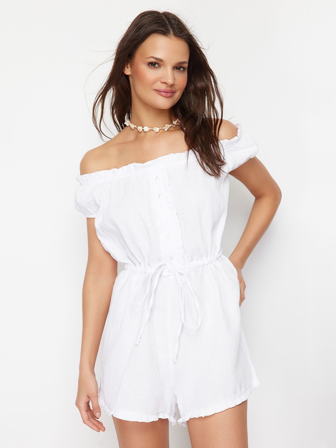 

Trendyol Off Shoulder Playsuit, White