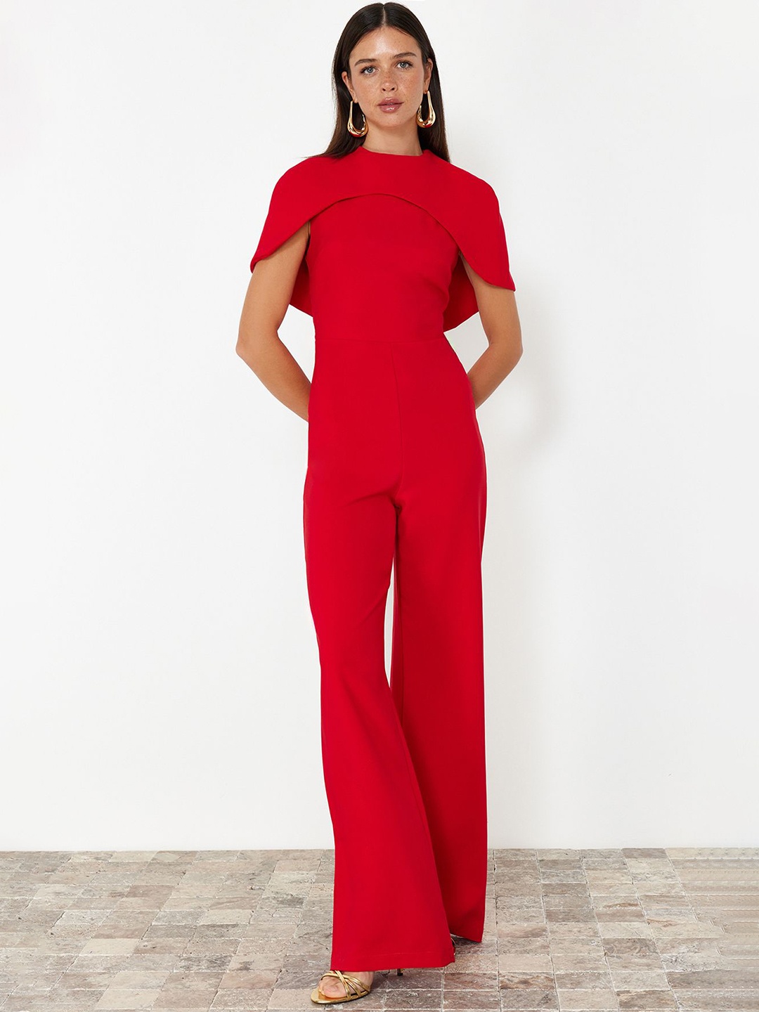 

Trendyol High Neck Layered Basic Jumpsuit, Red