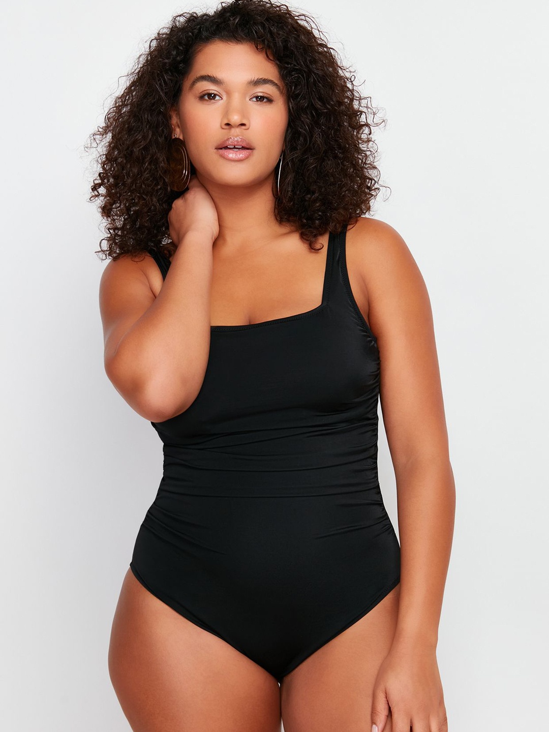 

Trendyol Solid Shoulder Straps Swim Bodysuit, Black