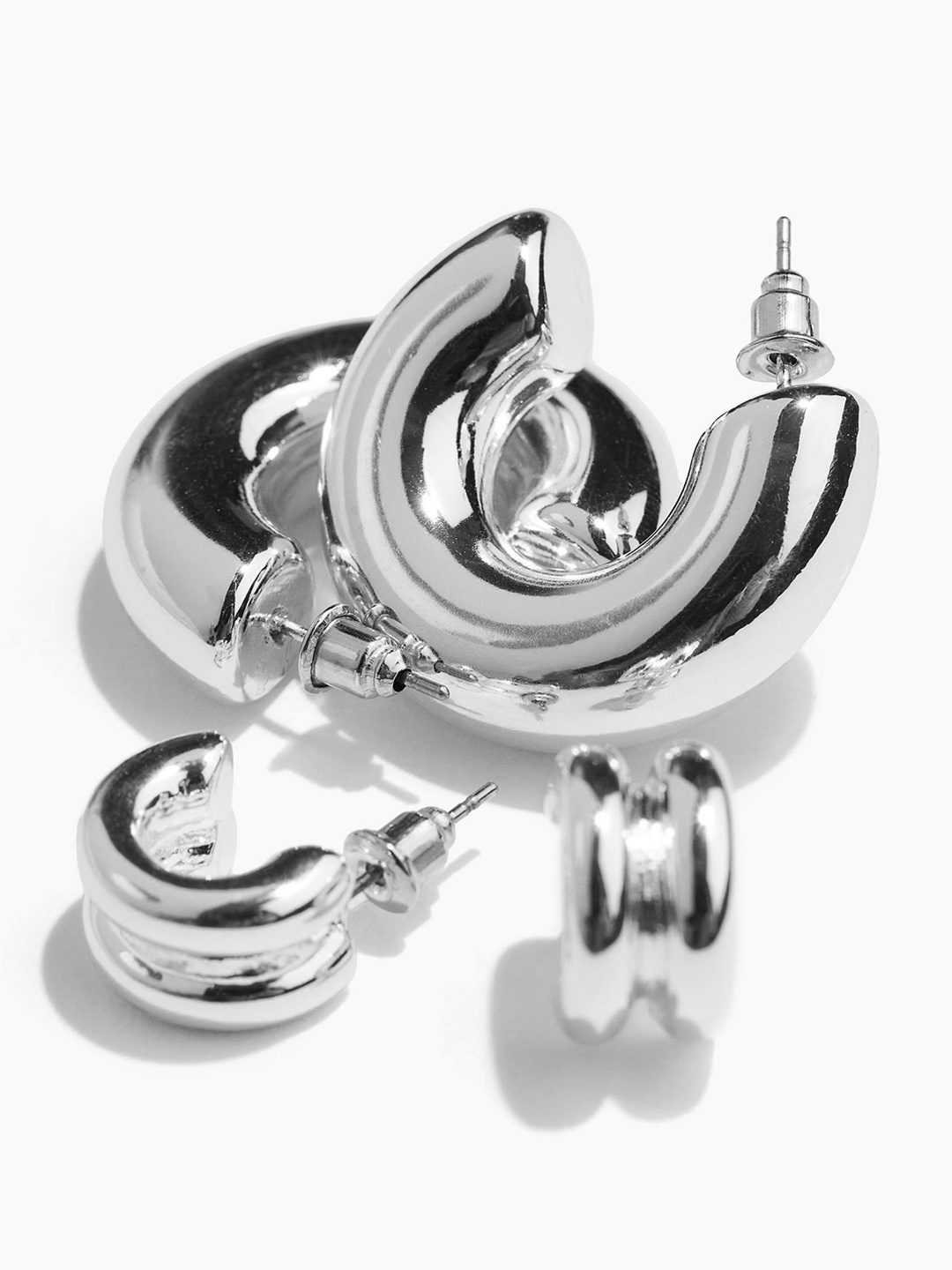 

H&M 2 Pairs Hoop Earrings, Silver