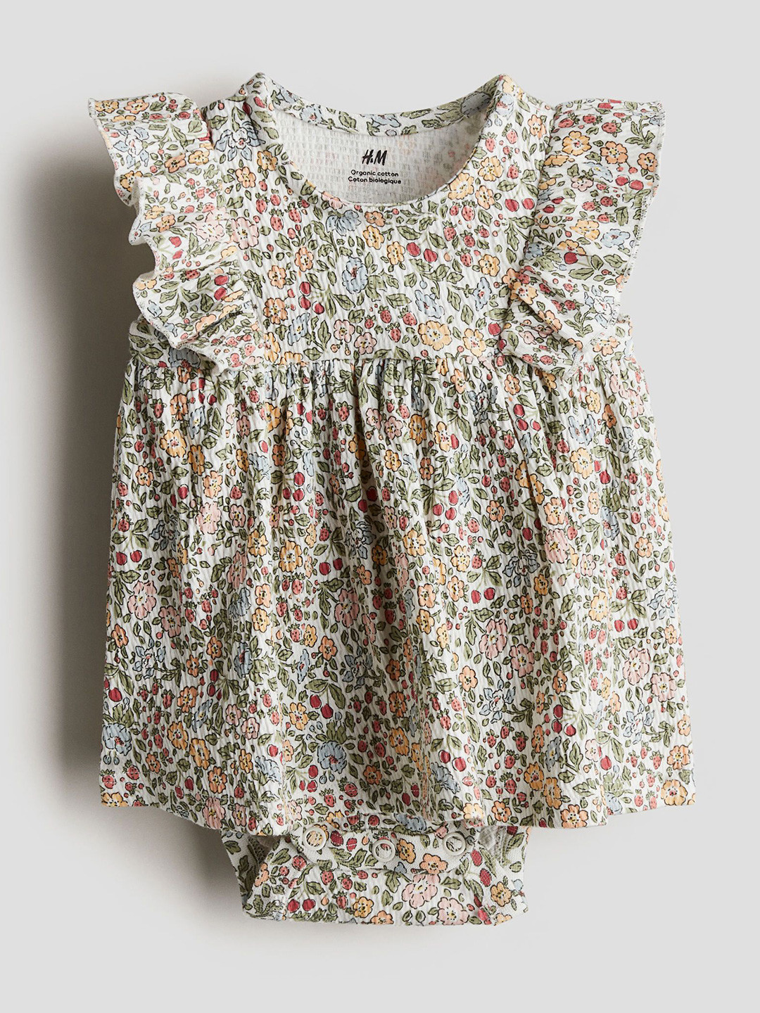 

H&M Infant Girls Frill-Trimmed Bodysuit Dress, Green